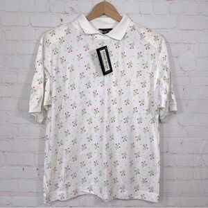 Vintage Ashleigh Morgan Shirt Womens Large White Floral Collared Shoulder Pads